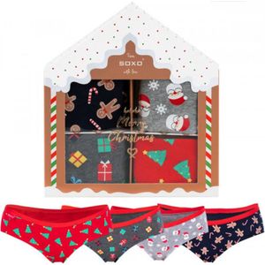 soxo Kerst Onderbroeken Dames Cadeau Voor Vrouwen Christmas Lingerie Damesonderbroek Sinterklaas Gift For Women S 4 Stukken