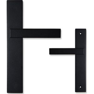 Eliot® deurklink - op schild - mat zwart - complete set