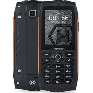 Hammer H 3 telefoon met knoppen, 2,4 inch, grote batterij van 2000 mAh, mobiele telefoon waterdicht IP68, schokbestendig, led-zaklamp, 2 MP camera, FM-radio, MP3, Dual SIM - oranje