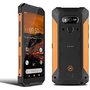 Hammer H Explorer 5,7 inch HD, mobiele telefoon voor buiten, militaire standaard, 5000 mAh mega batterij met snel opladen, LTE 4G, IP69, NFC, Dual SIM - oranje