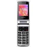 MyPhone Rumba 2 2,4 inch klaptelefoon met grote knoppen, camera, noodknop, voordisplay, MP3, zaklamp, Bluetooth, grote 800 mAh batterij, zwart, Britse versie
