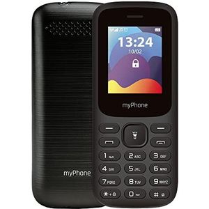 MP myPhone Fusion Telefoon met toetsen, grote verlichte toetsen, 1,77 inch kleurendisplay, 600 mAh batterij, zaklamp, radio, dual sim, bluetooth, mobiele telefoon voor senioren, zwart, telefoon