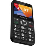 MP myPhone Halo 3 mobiele telefoon voor senioren met laadstation, groot display 2,3 inch telefoon met toetsen, noodoproepknop, zaklamp, bluetooth, batterij 1000 mAh, camera - zwart