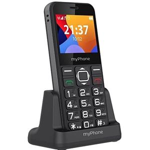 MP myPhone Halo 3 mobiele telefoon voor senioren met laadstation, groot display 2,3 inch (2,3 inch), telefoon met toetsen, noodoproepknop, zaklamp, bluetooth, batterij 1000 mAh, camera, zwart
