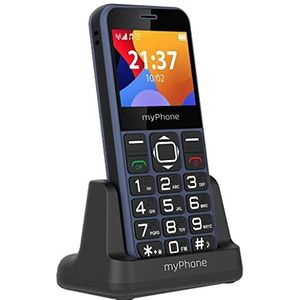 myPhone MP Halo 3 mobiele telefoon voor senioren met laadstation, groot display 2,3 inch telefoon met toetsen, noodoproepknop, zaklamp, bluetooth, batterij 1000 mAh, camera - blauw