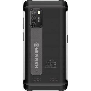 Hammer H IRON 4 Smartphone, robuust, waterdicht, comfortabel 5,5 inch IPS-display, 5180 mAh, Android 12, IP68, Dual-SIM, 4G netwerk, 4 GB RAM, 32 GB intern geheugen, 13 Mpx-camera, USB-C - zilver
