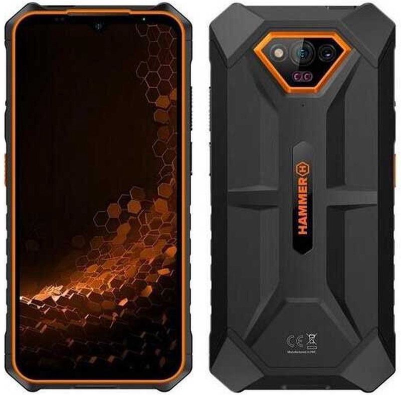 Hammer Iron V Smartphone zonder contract, robuust, waterdicht, Dual SIM, krachtige 6320 mAh batterij, 50 MP camera met nachtzichtsensor, oranje ​