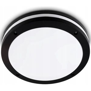 LED Plafondlamp - Badkamerlamp - Opbouw - Rond - E27 Fitting - Spatwaterdicht IP44 - Mat Zwart - Kunststof