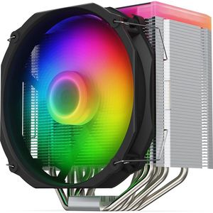 SILENTIUMPC FORTIS 5 ARGB SPC308 CPU-koeling PC Ventilator Radiator 14 cm LED Zwart, Zilver