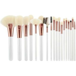 Make-up - Kwastenset - 18 Stuks - Witte Borstelharen - Ergonomische Handgreep
