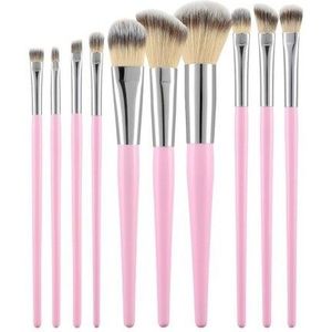 Make-Up Kwasten Set - Roze - Zilver - Set van 10
