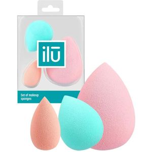 ilu Raindrop Makeup Sponge Set Pastel Trio 3 st