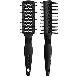 TB TOOLS FOR BEAUTY - T4B LUSSONI - Dubbelzijdige Styling Haarborstel - Antistatisch - Zwart - 1 stuk