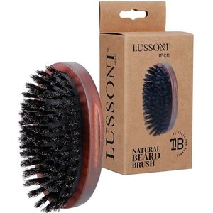 Lussoni - Wooden Oval Beard Brush - Natuurlijk Varkenshaar - Esdoornhout