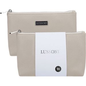 Lussoni - Beauty Bag - Vegan Leer - Beige - Compacte Make-Uptas