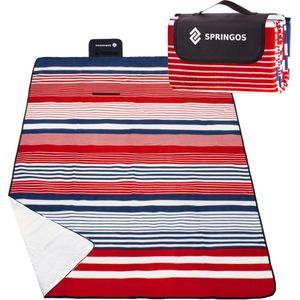 Springos Picknickkleed | Picknickdeken | Buitenkleed | Picknick | 200 x 160 cm | Blauw/Wit/Rood