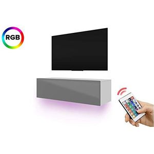Skylara - TV kast/TV Lowboard met LED RGB Modern Hangend 140 cm (wit mat/grijs hoogglans)