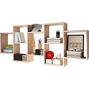 Selsey Kassi Wandrek, hangrek, boekenkast met 7 vakken, mat wit, 160, 5 x 65 cm, 160,5 x 18 x 65 cm