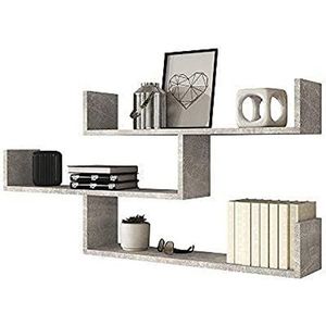 Selsey Kassi Wandrek, hangrek, boekenkast met 3 planken, 55 x 119 cm (beton Smart)