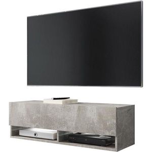 Hangend TV meubel TV dressoir Wander smal model grijs beton uitstraling