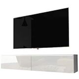 Selsey Kane – Tv-lowboard Tv-kast Hangend/Staand 140 cm (wit Mat/Wit Hoogglans met LED)