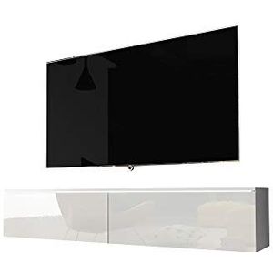 Selsey - kane - TV-Hängeboard, Weiß Matt / Weiß Hochglanz, 140 cm
