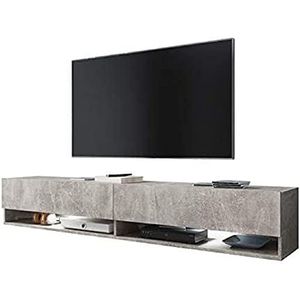 Selsey WANDER - TV-meubel / tv-bank (beton, met led) 140 x 32,5 x 30 cm