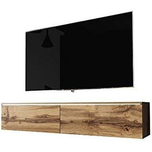 Selsey Kane TV-lowboard TV-kast hangend/staand 140 cm (Wotan eiken met led)