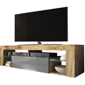 Selsey Bianko - Tv-meubel/woonkamer meubel - 140 cm - lancaster eiken/grijs glanzend – modern