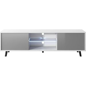 Selsey LEFYR - TV-meubel/woonkamer meubel - wit mat/grijs glanzend - LED verlichting met batterijen – modern