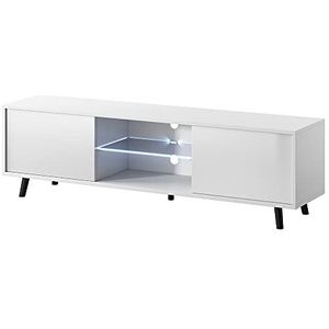 Selsey LEFYR - TV-meubel/woonkamer meubel - wit mat/wit glanzend - LED verlichting met batterijen - modern