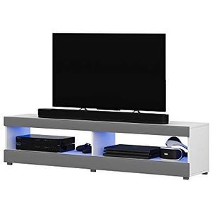 Selsey VIANSOLA - TV-meubel/woonkamer meubel - 100 cm - wit mat/grijs glanzend - met LED verlichting - modern