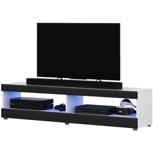 Selsey Viansola - tv-meubel/woonkamer meubel - 100 cm - wit mat/zwart glanzend - met led verlichting – modern