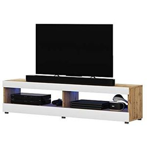 Selsey TV lowboard, eiken mat/wit hoogglans, 100 cm