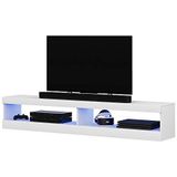 Selsey VIANSOLA - TV-meubel/woonkamer meubel - 140 cm - wit mat/wit glanzend - met LED verlichting – modern