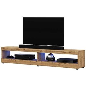 Selsey VIANSOLA - TV-meubel/woonkamer meubel - 140 cm - lancaster eiken - met LED verlichting – modern