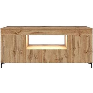 Selsey Gusto - TV-lowboard/televisiekast gesloten met 3 deuren/open vak/LED-verlichting, 137 cm breed (eiken kleur Lancaster)