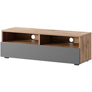 Selsey REDNAW - TV-meubel met lade/voor de woonkamer - 100 cm - wotan eiken ​​/ grijs glanzend