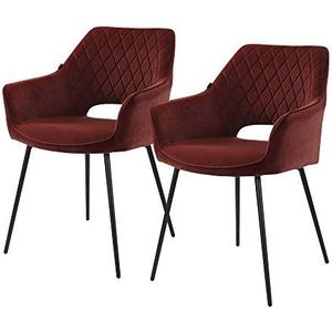 SELSEY MERIVA - Set of 2 Upholstered Dining Chairs/Burgundy/Velour