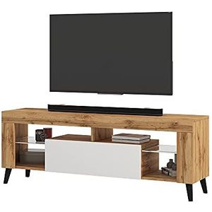 Selsey HugoB - TV meubel - 140 cm - lancaster eiken/wit glanzend – modern