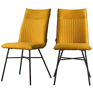 Selsey Carlyn Set van 2 gestoffeerde stoelen met waterdichte bekleding en metalen poten (geel)