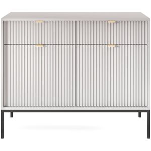 Vellore Sideboard Kommode 2-türig mit 2 Schubladen, Grau mit geriffelten Fronten, 104 cm - Selsey