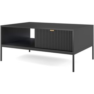 Selsey Vellore - Koffiebank 104x68 cm - zwart met geribbelde voorkant en gouden handgreep