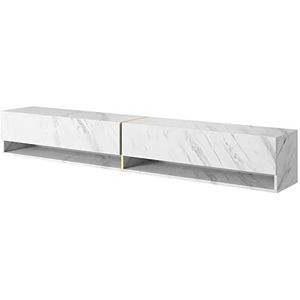 Selsey Mirrgo - TV Lowboard wit marmer met gouden inzetstukken, 200 cm, 5903025898520