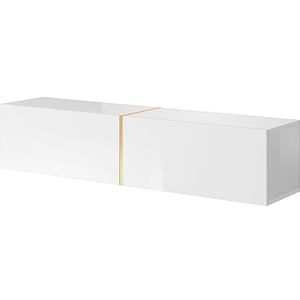 Selsey BISIRA tv-lowboard, wit met gouden inzetstuk, 140 cm