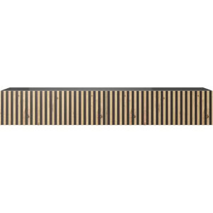 Selsey Telire - RTV kast 175 cm - zwart met lamellenfront eiken artisan