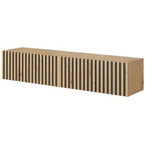 Selsey Telire - TV Lowboard Wotan Eiken Lamellenfron - met Zwarte Inzetstukke - 140 cm