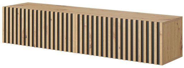 Selsey Telire - TV Lowboard Wotan Eiken Lamellenfron - met Zwarte Inzetstukke - 140 cm