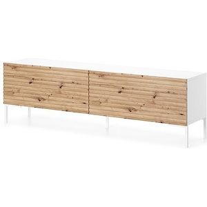 Selsey Lammelo - RTV 140 cm - wit/eik lamellen