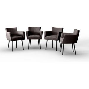 NADUVI Collection Set van 4 eetkamerstoelen Billie linnen